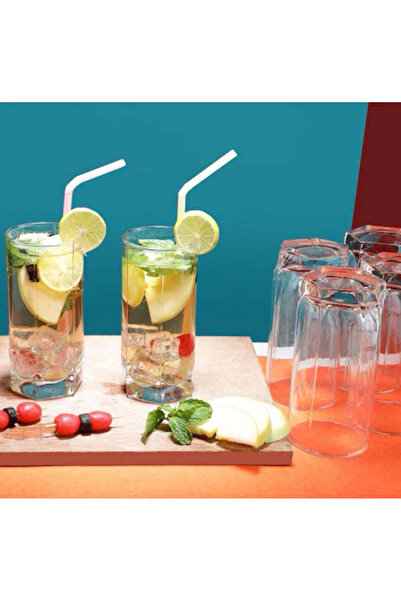 dealshopromania Set de 6 pahare de sticlă pentru apă, suc, bere și vin 440 ml, Long Drink, evenimente pe terasă