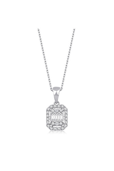 Pare Pırlanta 0,25 Karat Baget Pırlanta Kolye