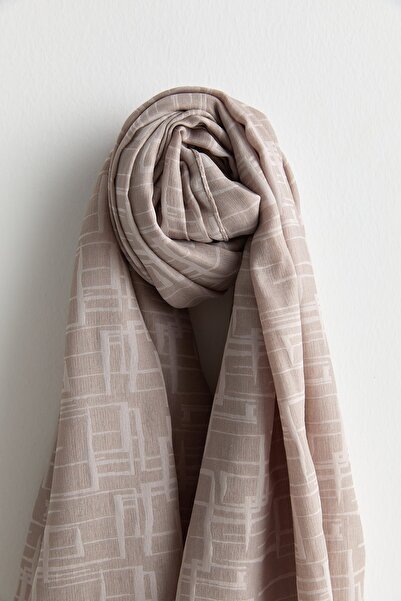 Nihan Geometrik Desen Jakar Şal Açık Gri