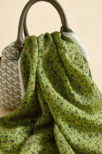 Nihan Viskon Dijital Desenli Eşarp Yeşil - 79049