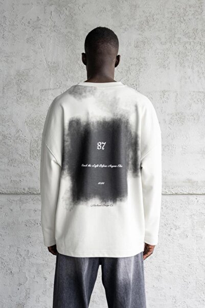 Machinist Ανδρικό μακρυμάνικο μπλουζάκι με αφηρημένο στάμπα, Space Grey