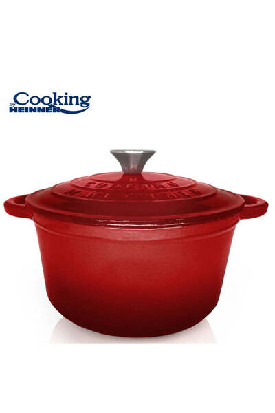 dealshopromania Oală din fontă emailată Red Line 4 L cu capac 24 x 11,5 cm - ...