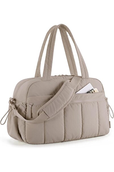 BAGSMART Gym Bag for Women – 24L Water-Resistant Medium Weekender Duffel (Medium-Camel)