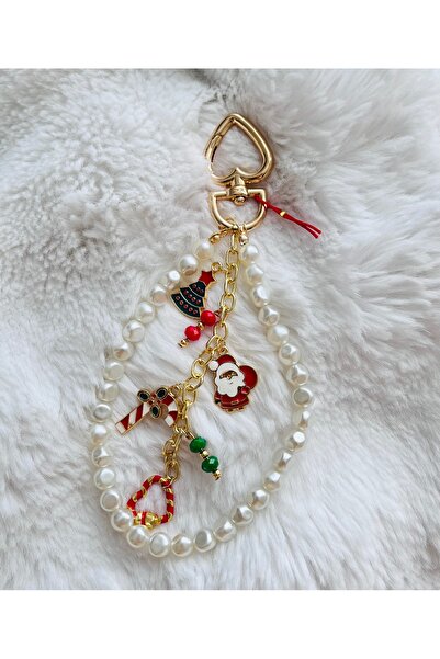 RM Bijuteri Christmas Themed Heart Pearl Bag Charm + Keychain