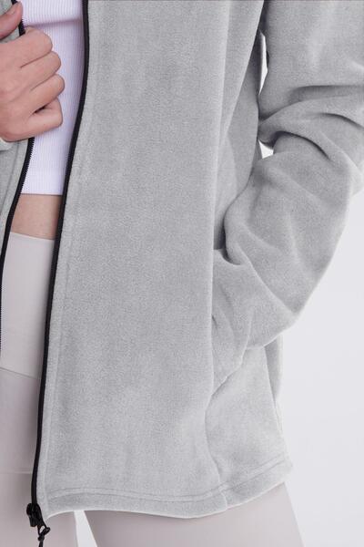 Tudors Women's anti-pilling, non-balling, standard fit, full-zip, cold-proof grey fleece cardigan