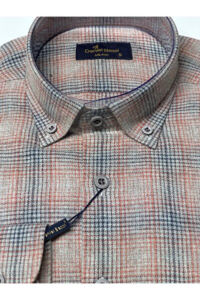 Daniel Bessi Κλασικό ανδρικό πουκάμισο με μακρυμάνικο κανονικό τύπο με καρό τσέπες GML-500