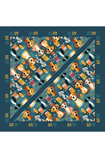 All We Need Is Pets Bandană de mătase verde închis pentru câini și iubitori d...