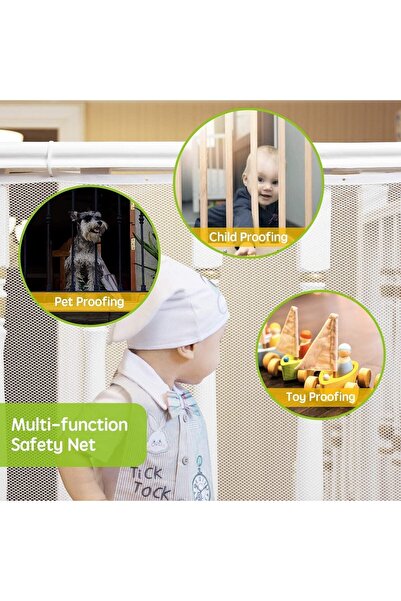 Generic Durable Stair Safety Net for Children (300 x 90 cm) - No-Drill, White