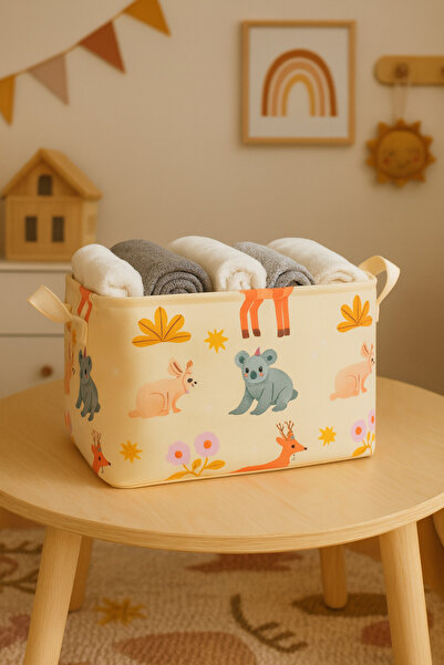 HomyJRs Wild Animals Patterned Multi-Purpose Cabinet Organizer Decorative Rectangular Organizer Basket 30 X 22