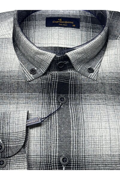 Daniel Bessi Κλασικό ανδρικό πουκάμισο με μακρυμάνικο κανονικό τύπο με καρό τσέπες GML-500