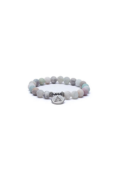 Bracelet Mala/brățară elastică din amazonită cu simbolul Buddha -- 0.8 cm