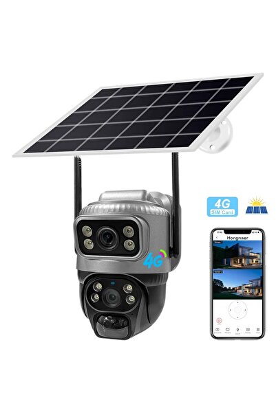 LONDEMM LONDEMM Solar Panel Video Surveillance Camera with 4G SIM Card, 8MP (4MP + 4MP) Full HD