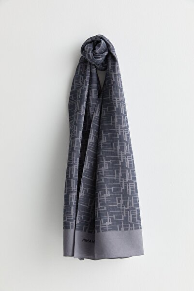 Nihan Geometrik Desen Jakar Şal Füme