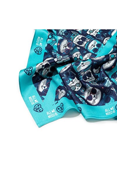 All We Need Is Pets Bandană de mătase albastru deschis Looking Purr-fect pentru pisici și iubitori de animale