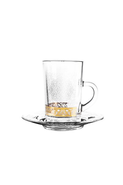 Dimlaj طقم شاي ماسار زجاجي CB/12-ذهبي