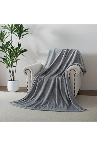 KARLEEN Decor Jacquard Blanket Plush Grey