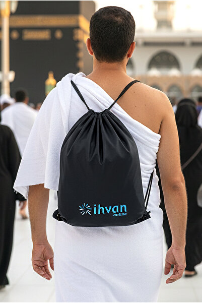 ihvan online Hajj Umrah Slipper Bag, Waterproof, Drawstring Adjustable Bag Backpack Black