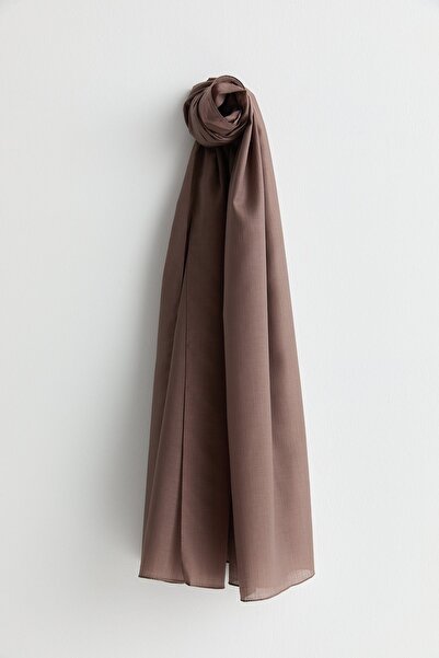 Nihan Keten Efektli Natural Şal Kahve