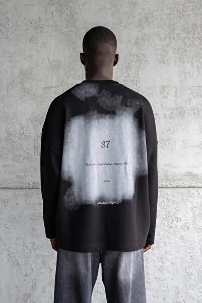 Machinist Ανδρικό μακρυμάνικο μπλουζάκι με αφηρημένο στάμπα μαύρο