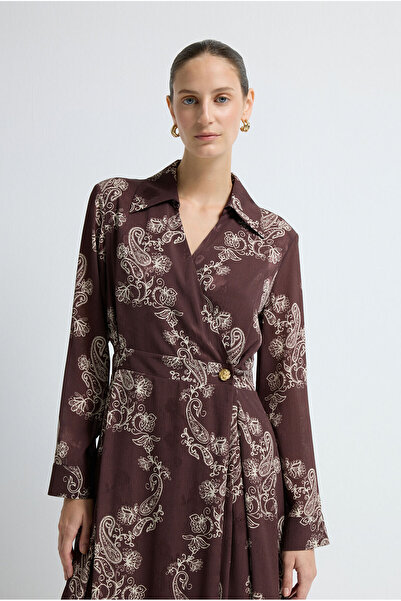 adL Desenli Kruvaze Elbise