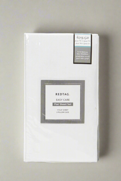 REDTAG White 3-Piece Solid Flat Sheet (Double Size)