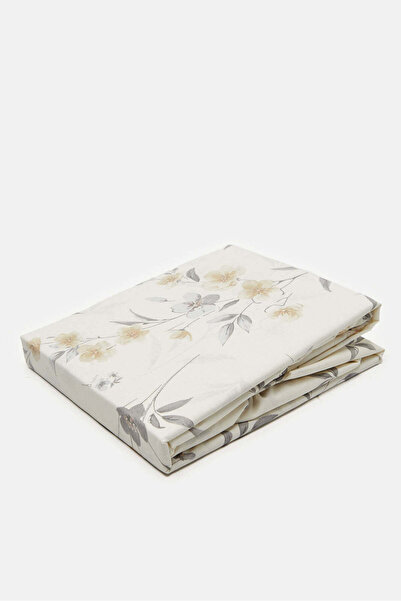 REDTAG Beige Floral Printed Fitted Sheet (Double Size)