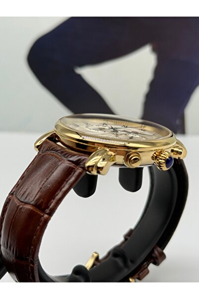 Hislon Classic Brown Leather Strap Gold Wristwatch 5 Atm Waterproof 3 Years Warranty