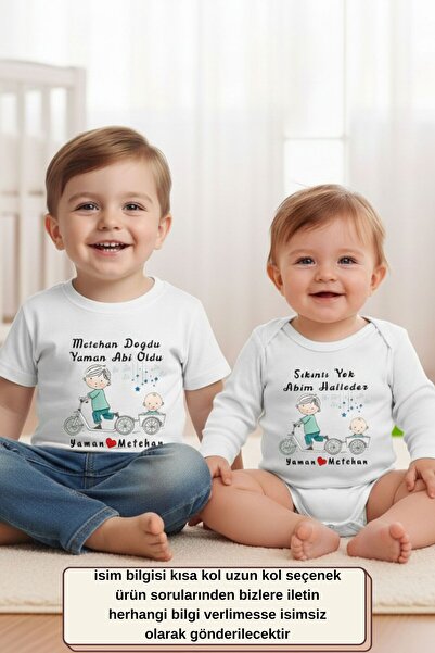 Asilcomkids Yeni Abi ve Kardeş Kombini: Duygusal Karakterli Kardeş Seti (Tişört & Zıbın)