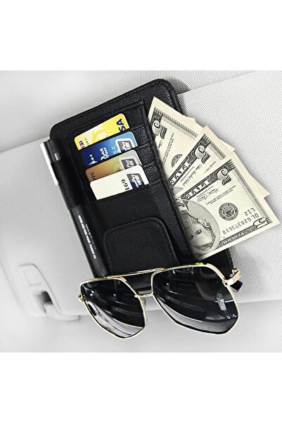 AZONEE منظم واقي الشمس للسيارة - حامل نظارات شمسية وبطاقة من جلد البولي يوريثان