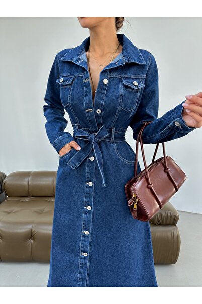 KENE JEANS ЖІНОЧЕ ДОВГЕ КОТКОВЕ ПЛАТТЯ З ҐУЗИКАМИ