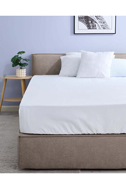REDTAG White Plain Fitted Sheet (Double Size)
