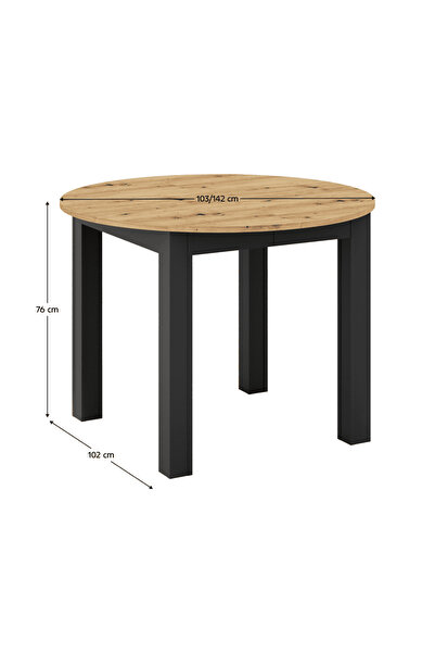 DacEnergy Masa de sufragerie extensibila, stejar artisan/negru, 103-142x76 cm...