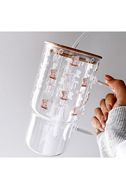 Rolin Design Ayıcık Baskılı Pipetli Bardak 1000Ml