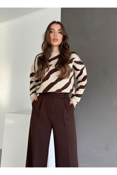 HA-KA GİYİM Women's Palazzo Pleated High Waist Imported Fabric Doubleface High-Quality Product Does Not Shrink or Fade