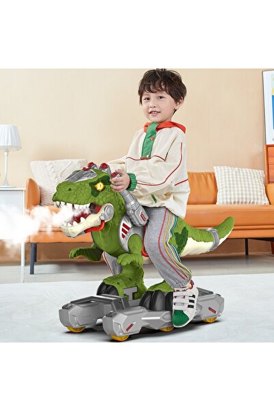 Hibobi Premium سيارة ديناصور تي ريكس بتصميم متجر مع رذاذ دخان للأطفال