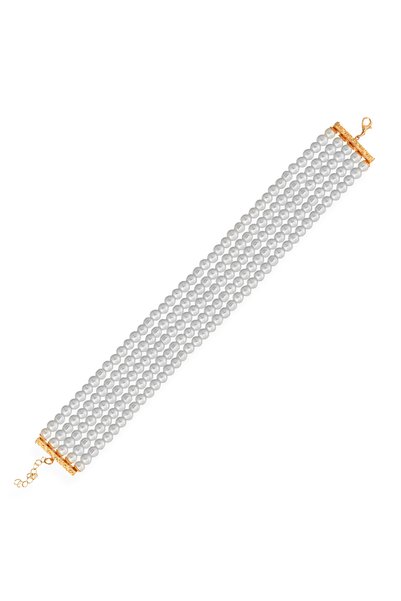 Pinart Glass Pearl 5 Rows Choker(Necklace) Stylish Necklace Pnrtb001450
