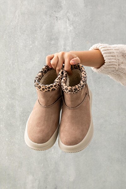 Golder Γυναικείες χειμερινές μπότες με αντιολισθητική σόλα από μάλλινη επένδυση από βιζόν λεοπάρ