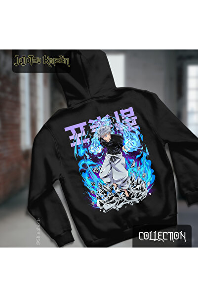 SHINOBIX Jujutsu Kaisen Anime Gojo Satoru Printed Oversized Hooded Hoodie
