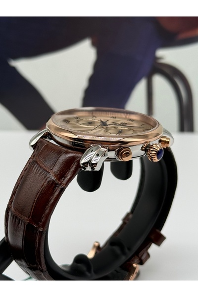 Hislon Classic Brown Leather Strap Rose Gold Wristwatch 5 Atm Waterproof 3 Years Warranty