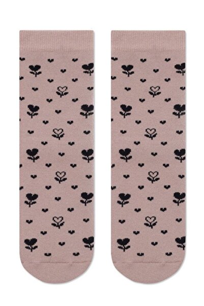 Conte Elegant Floral print fleece socks, Comfort 434 - Dusty pink, 38-39 (25)