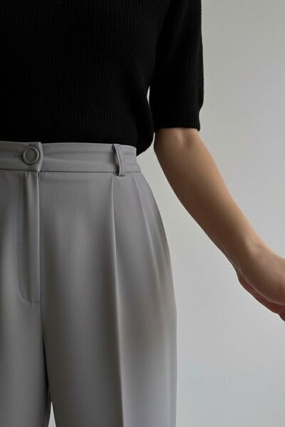 HA-KA GİYİM Women's Palazzo Pleated High Waist Imported Fabric Doubleface High-Quality Product Does Not Shrink or Fade