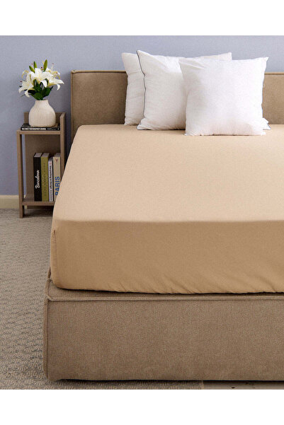 REDTAG Beige Cotton Fitted Sheet (Double Size)