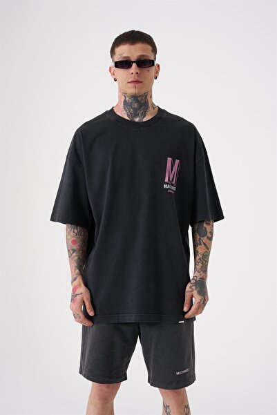 Machinist Ανδρικό μπλουζάκι One Nine87 με τύπωμα Washable oversized Asp-Pink