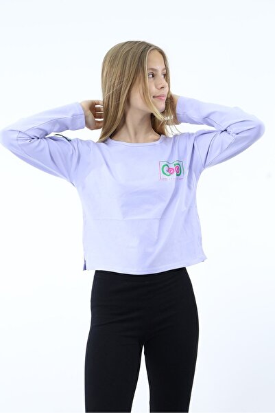 Toontoy تي شيرت بناتي مطبوع بأكمام طويلة وياقة دائرية