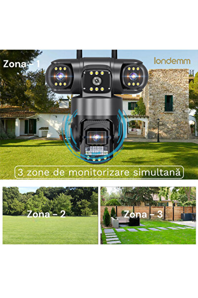 LONDEMM LONDEMM Triple SIM 4G Video Surveillance Camera, 6MP Full HD, PTZ 355°, Phone Control V380Pro