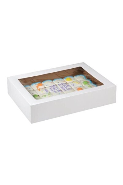 lotfi Cutii pentru patiserie albe cu fereastră 35×25×6,5 cm (25 buc./set)