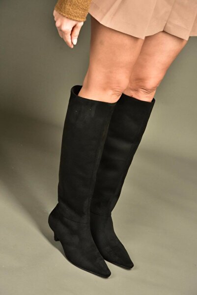 Fox Shoes V404012302 Black Suede Short Heeled Women's Boots