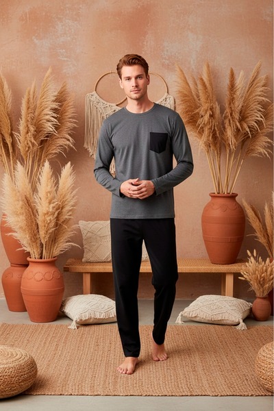 LİLA İÇ GİYİM Men's Interlock Winter Pajama Set