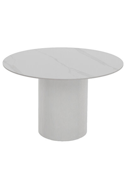 DacEnergy Masa de sufragerie, marmura alba/MDF, diametru 120 cm, MAHIR TIP 1