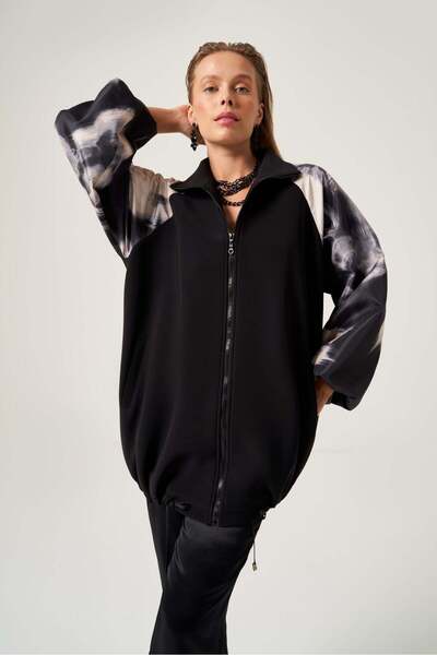 Mimya Batik Desenli Oversize Bomber Mont 1804